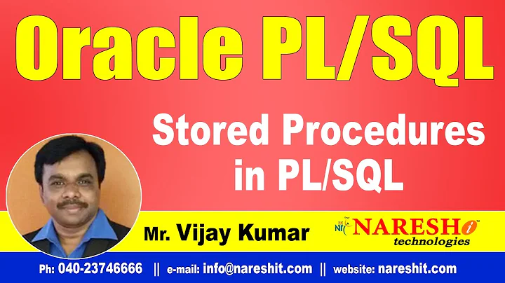 Stored Procedures in PL/SQL | Oracle PL/SQL Tutorial Videos | Mr.Vijay Kumar