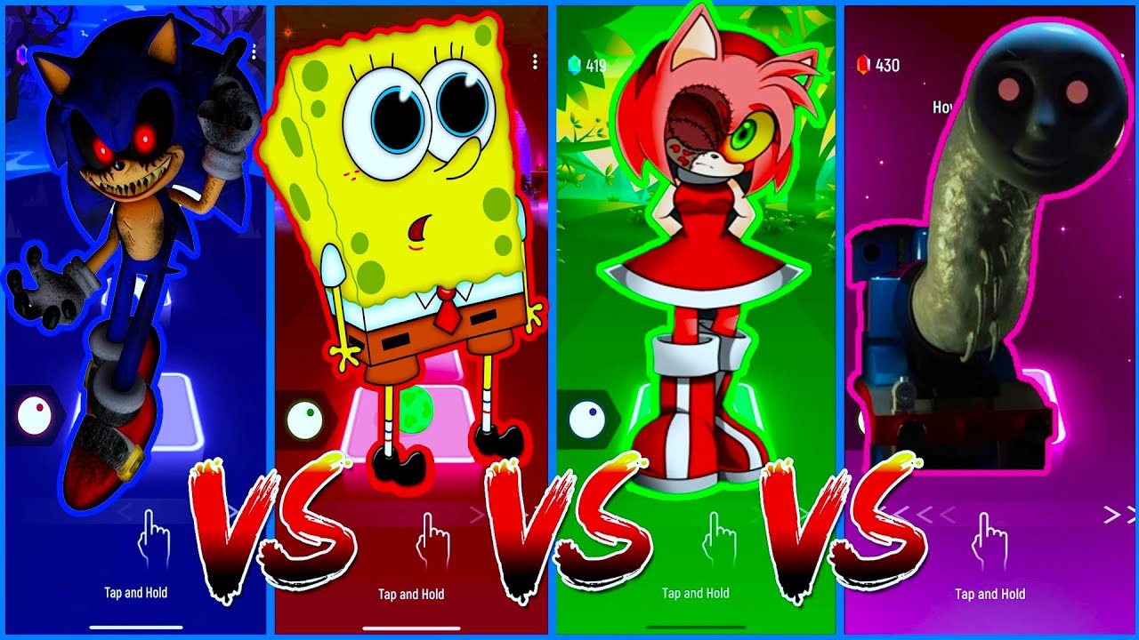 Sonic Exe 🆚 Spongebob 🆚 Amy Rose Exe 🆚 Spider Thomas - Tiles Hop EDM ...
