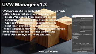 UVW Manager v1.3 | Seed-Based UVW Randomization for 3ds Max