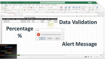 How To Enter The Percentage Value And Limit Its Value - Data Validation - Excel?