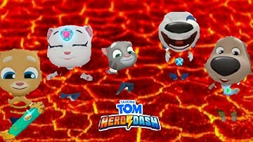 TALKING TOM HERO DASH -- ALL LAVA HERO CHARACTER CLASSIC RUN MIRROR MODE FUN GAME