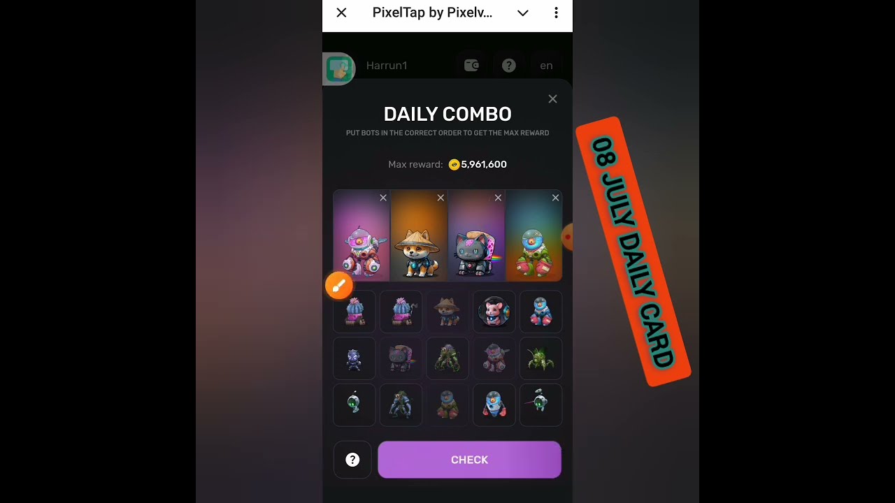 pixel tab daily combo card 08 July 2024. how to pixel tab daily combo card 08 July.