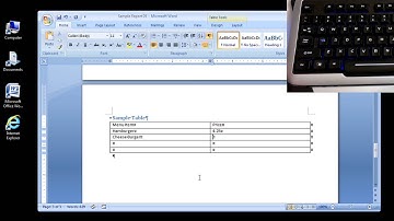 Microsoft Word 2007 Entering data into a table