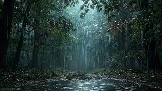 Heavy Rain in Dark Forest 🌧️🌲 — Relaxing Sounds for Stress Relief