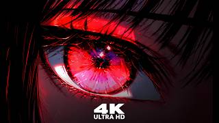 Intense Glowing Blue Eyes Anime Boy With Red Background | 4K Aesthetic Live Wallpaper