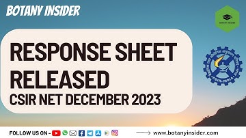 Answer key and Response Key 🔑 released  | Official notification CSIR NET December 2023