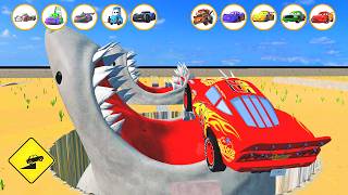 Lightning McQueen Cars vs Giant Shark – Which Vehicle Survives the Brutal Jump 🚀🏎️🦈 screenshot 5