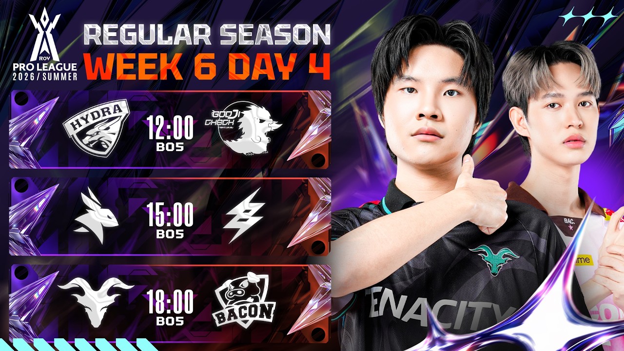 🔴𝐋𝐈𝐕𝐄 การแข่งขัน RoV Pro League 2026 Summer | รอบเก็บคะแนน Week 6 Day 4