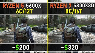 Ryzen 5 5600X vs Ryzen 7 5800X3D | 10 Latest CPU Intensive Games