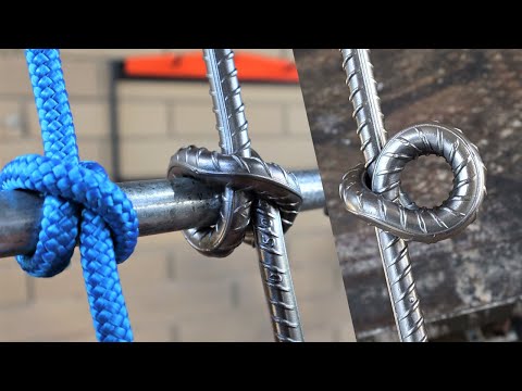 I make a Steel Knot by Bending Rebar Clove Hitch Knot - without Heating, Metal Art Project