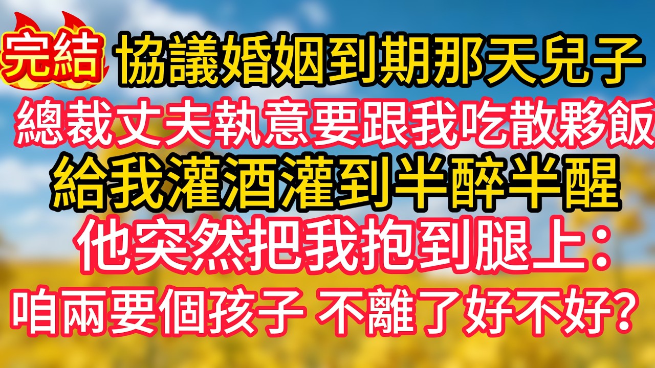 協議婚姻到期那天，總裁丈夫執意要跟我吃散夥飯，給我灌酒灌到半醉半醒，他突然把我抱到腿上：“咱兩要個孩子，不離了好不好？”