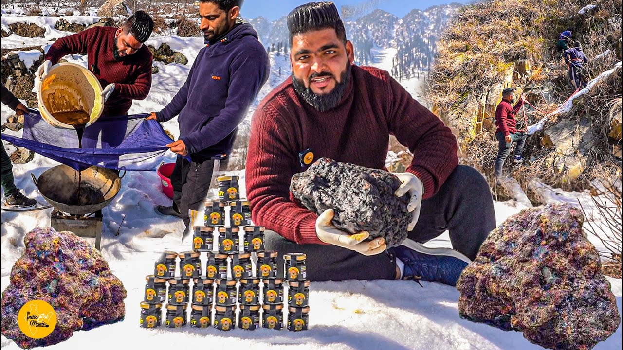 Kashmir Ke Barfile Pahado Wali Black Gold Shilajit Full Making Process Rs. 850/- l Kashmir Food Tour