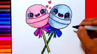 How to draw a cute lollipop | Zed cute drawings