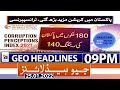 Geo News Headlines Today 09 PM |PM IMRAN KHAN| Transparency International report | 25th Jan 2022