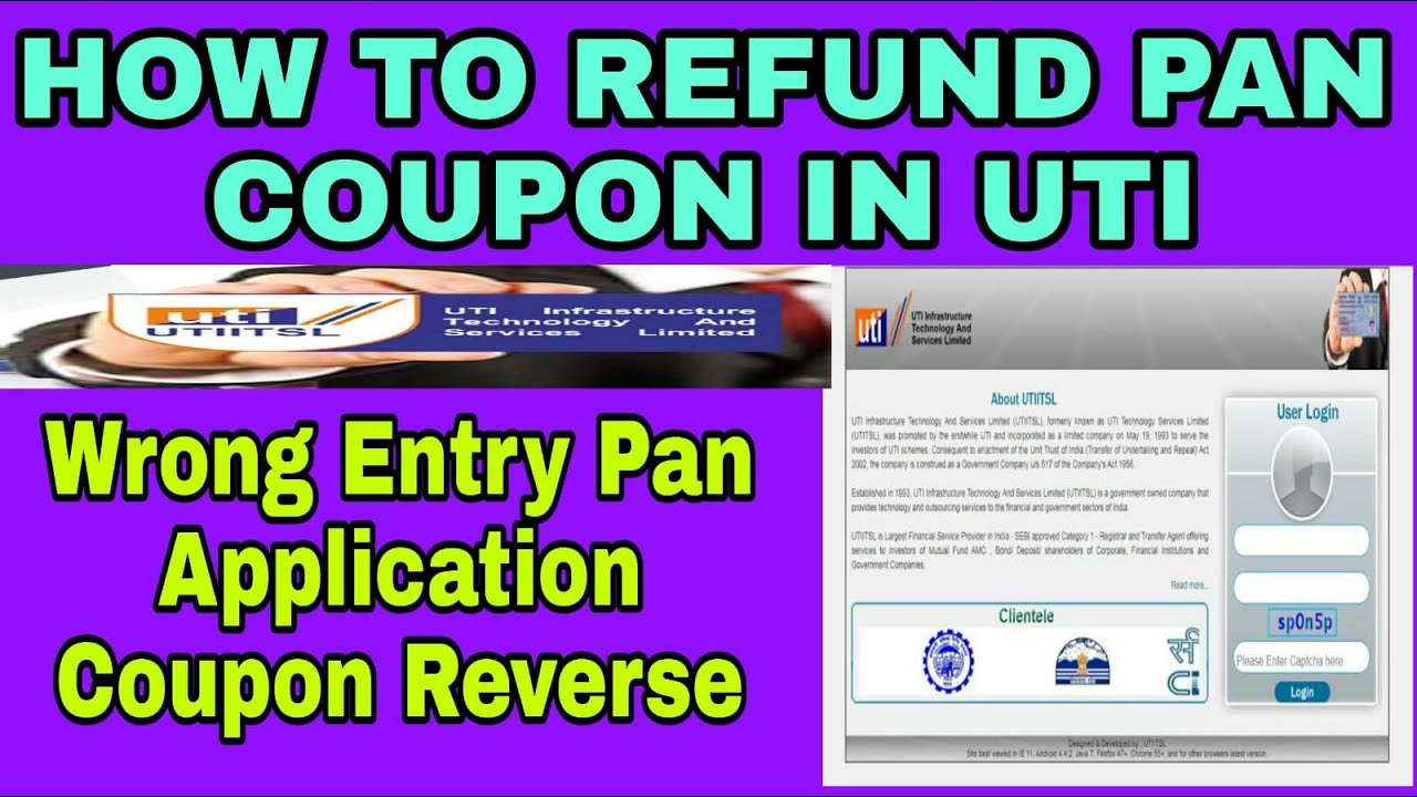 how to refund pan coupon in uti/pan application wrong entry coupon
