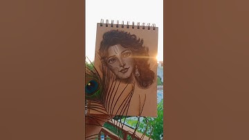 Charcoal drawing🦚🌸//#drawing #krishna #art #youtubeshorts #trending