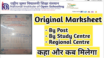 Nios April 2023 Original Marksheet By Post By Study Centre Ode Pass Marksheet Task Is Helping (NIOS)