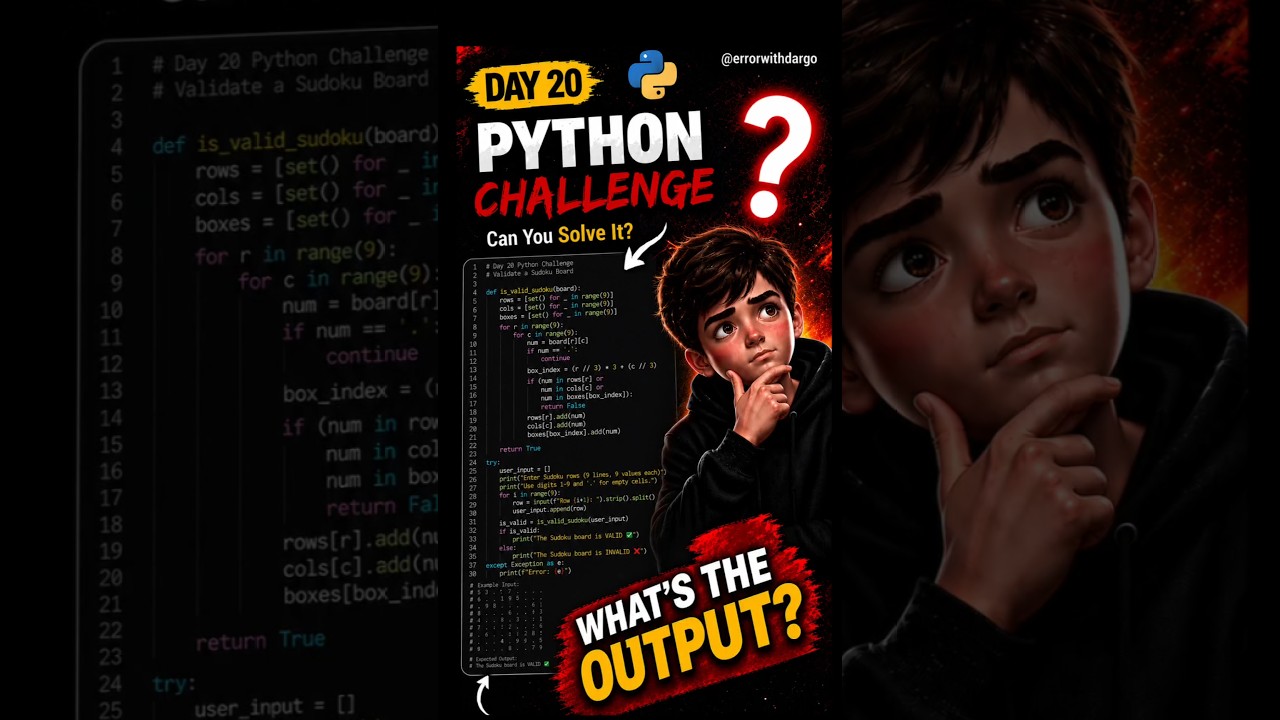 🚀 Python Challenge || Welcome to Day 20 of 100 Days of Python #coding #programming
