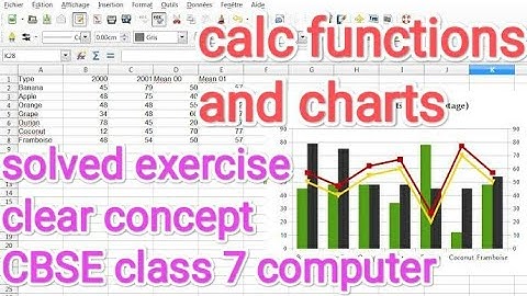 calc functions charts in calc CBSE class 7 computer notes exercise solved papers open office calc