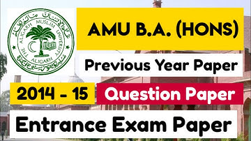 AMU B.A. (Hons) Entrance Exam Question Paper | Question Paper 2014 - 15. #villagestudentsacademy