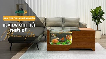 [REVIEW] Chi tiết thiết kế bàn trà sofa bể cá TIÊU CHUẨN màu cánh gián | Nội thất bể cá AQUAP