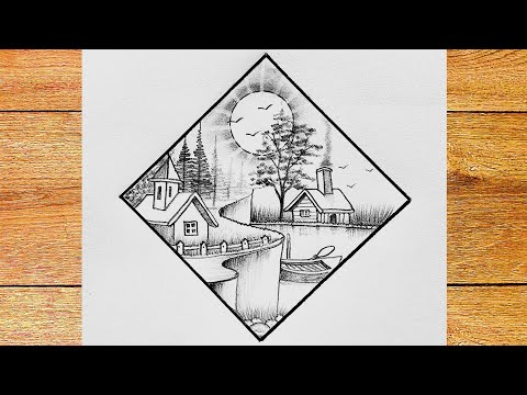 How to drawing 3d rhombus scenery