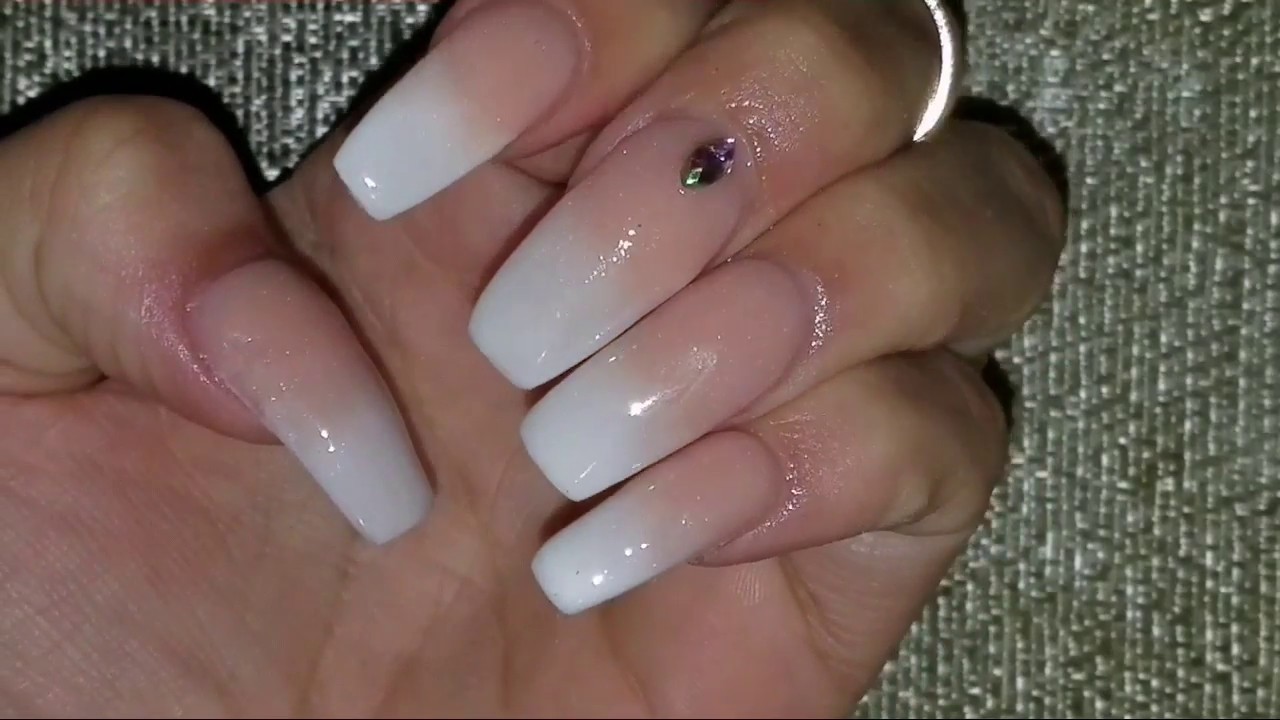 3. Beige and White Ombre Nails - wide 6