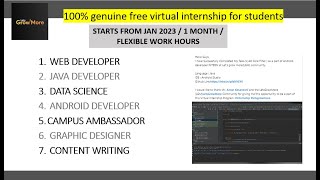 Internship for all students | passed out batches | free intern | online internship for students