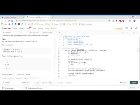 (C#)LeetCode 106  Construct Binary Tree from Inorder and Postorder Traversal