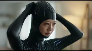 Sora 2 script example, she doesn't quite put her catsuit on naturally, try again