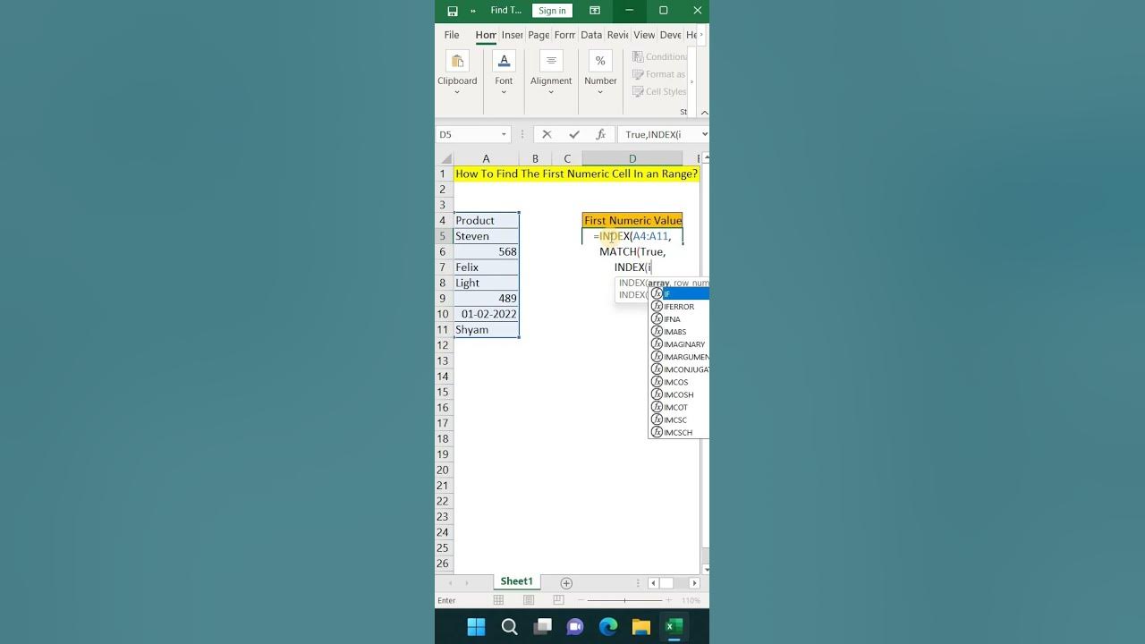 how-to-find-the-first-numeric-cell-in-range-excel-tricks-shorts