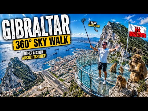 On the Top of Gibraltar Skywalk 360° Amazing View/ Apes/ Airport