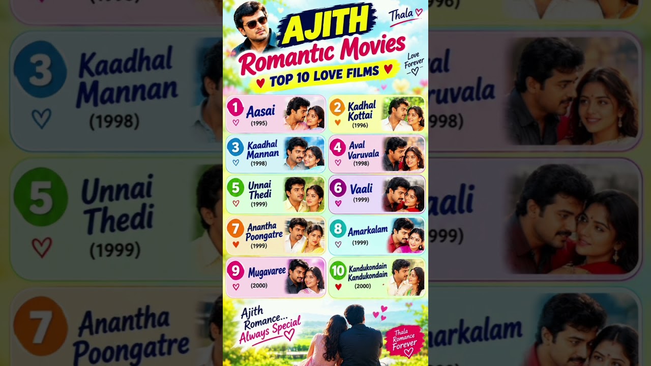 💖 Ajith Romantic Movies – ❤️ அஜித்தின் காதல் படங்கள் |