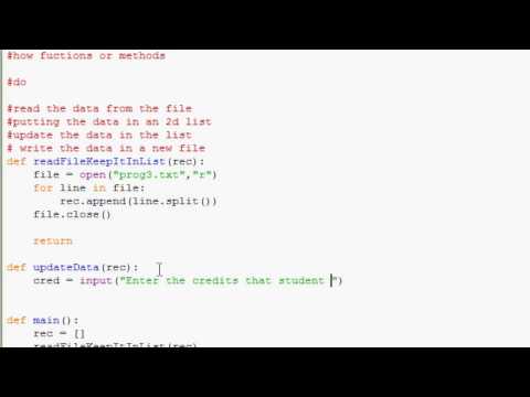 Use Of 2D List, Methods, Reading, Writing Files In A Single Python Project.  - Youtube