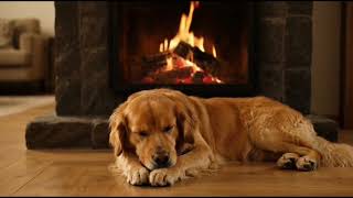 Golden Retriever Sleeping by Fireplace 🐶🔥 1 Hour Cozy Fireplace Sounds | Relaxing Winter Ambience screenshot 5