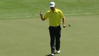 Graeme McDowell drains 36-foot birdie putt on No. 1 at Cadillac