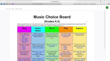 How to Use Your Music Choice Board