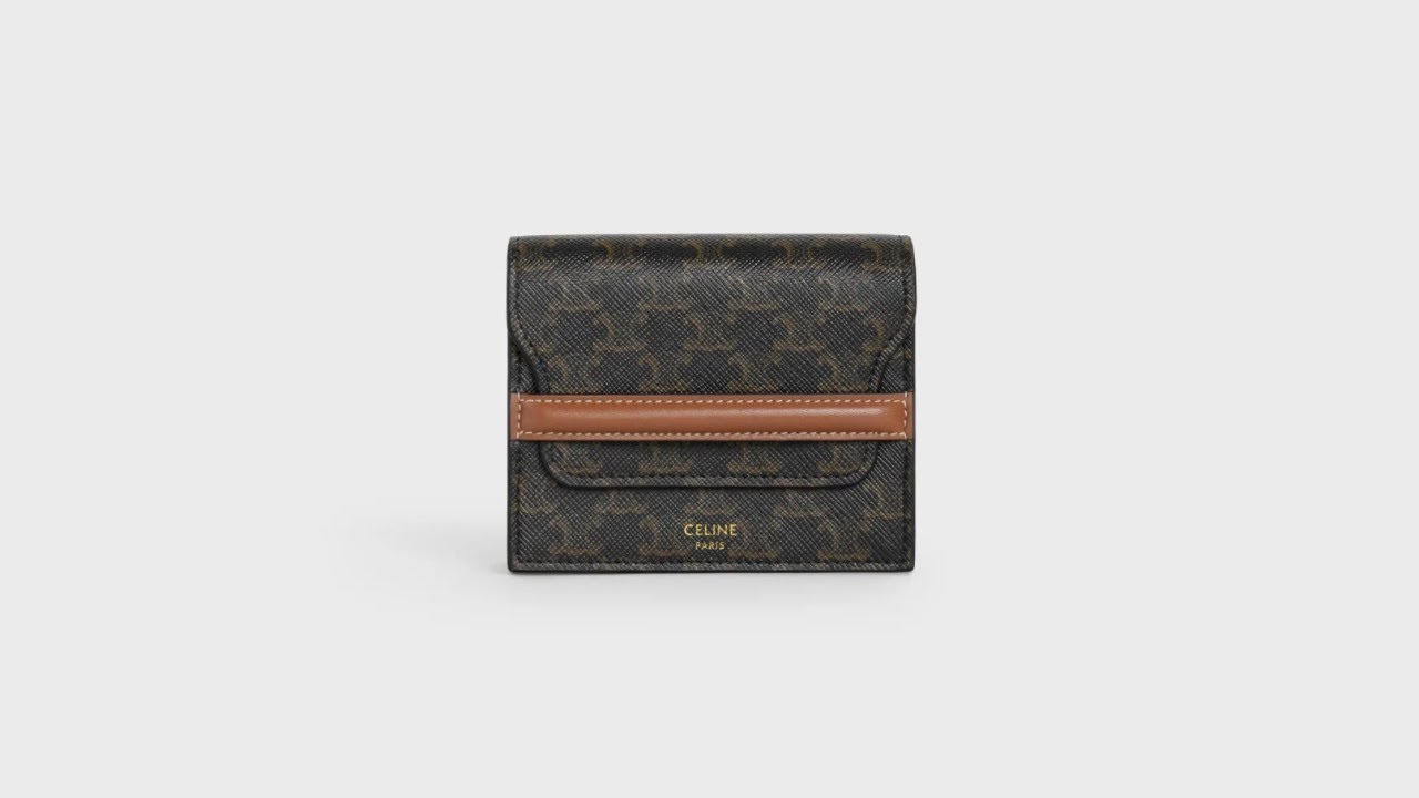 【可愛いデザイン♪】CELINE Triomphe Cardholder CELINE BUSINESS CARD HOLDER IN TRIOMPHE CANVAS AND LAMBSKIN