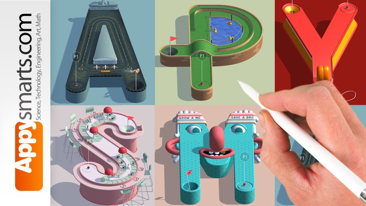 Letters of the Alphabet Play Marble Run (or Golf) Alphaputt free puzzle game demo (iPad