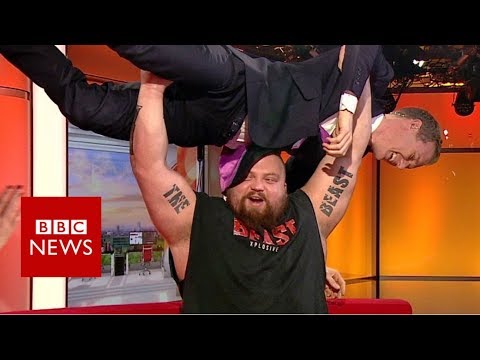 World's strongest man v BBC presenter - BBC News