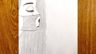 رسم سهل! رسم بنت حزينة مع كمامة كيوت || How to draw a sad girl with Cute Mask!easy drawing