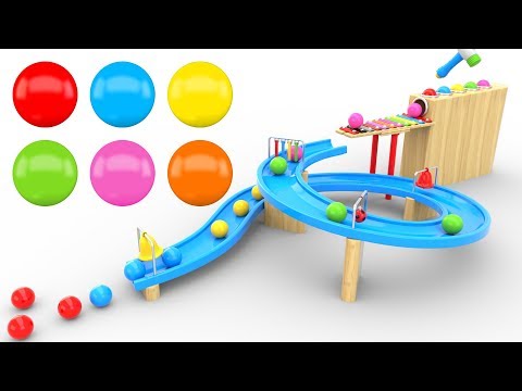 Learn Colors and Shapes with Marble Maze Run and Wooden Hammer Educational