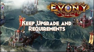 Evony Kings KEEP Level upgrade requirements Level 1 To Keep Level 40 | KEEP अपग्रेड की आवश्यकताएं