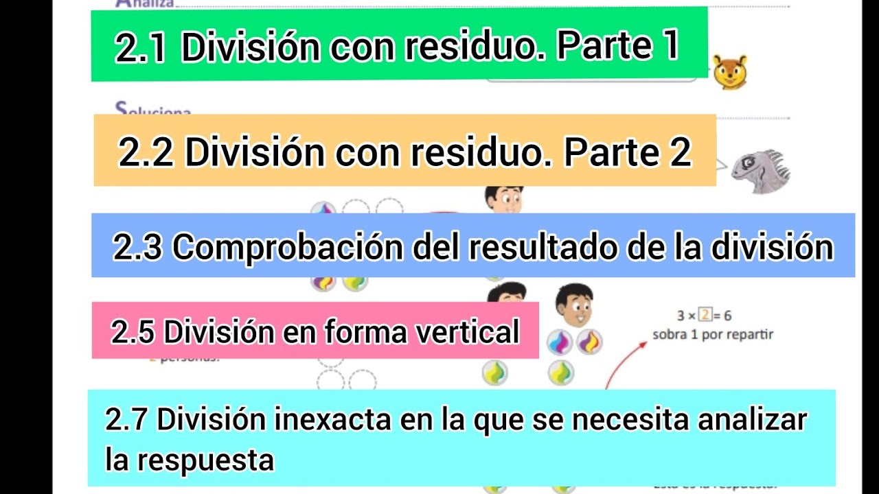 División con residuo | Leccion 2, parte 1 (3.º) - YouTube