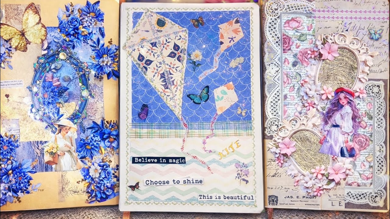 ASMR | Blue and Pink Journal | Journal With Me | 💙🩷🪁