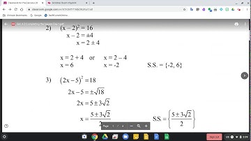 Pre Calculus 20 Sec. 4.3 Solving Quadratic Equations by Completing the Square Part 1