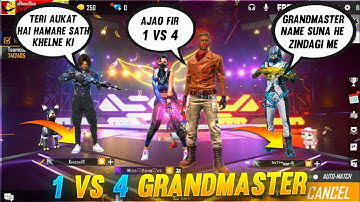 Rich GrandMaster Boy call me Noob😤 आजा 1 vs 4 में !! 😂