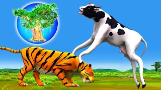 जादुई लंबे पैर गाय बाघ और पेड़ का वरदान Magical Long Legs Cow and Tree Boon Story Jadui Kahani