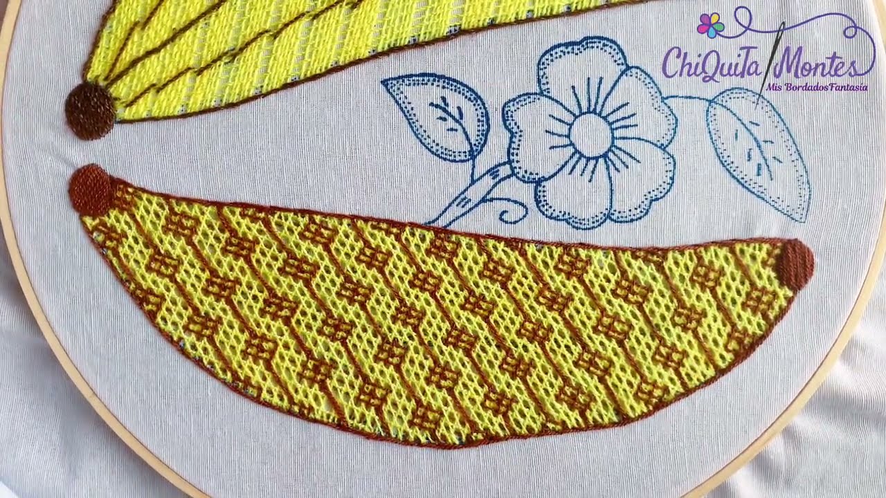 Bordado Fantasía Plátano 4 / Hand Embroidery Banana with Fantasy Stitch
