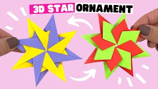How to make 3d origami Christmas star tree decoration. Origami Christmas star EASY.